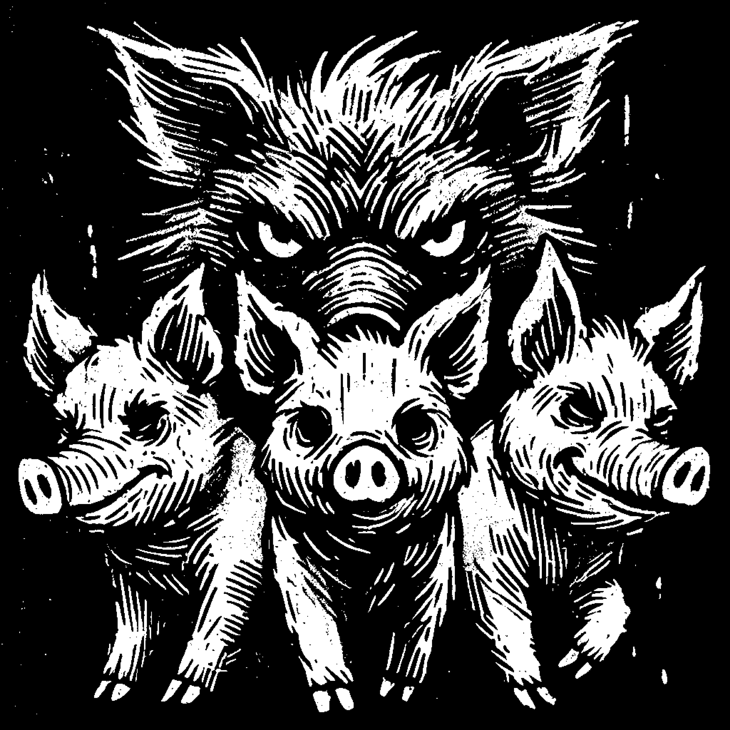 Maquettes 3 petits cochons — tirage sérigraphique réalisé par 20 Fois l'Ours
