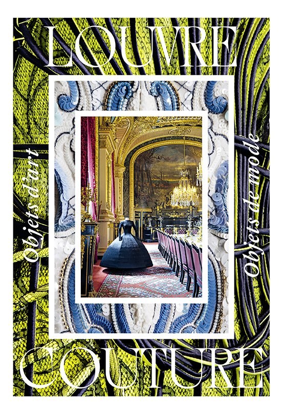 Louvre Couture — Objets d'art, objets de mode. Couverture éditée par Éditions de La Martinière, photogravure 20 Fois l'Ours.